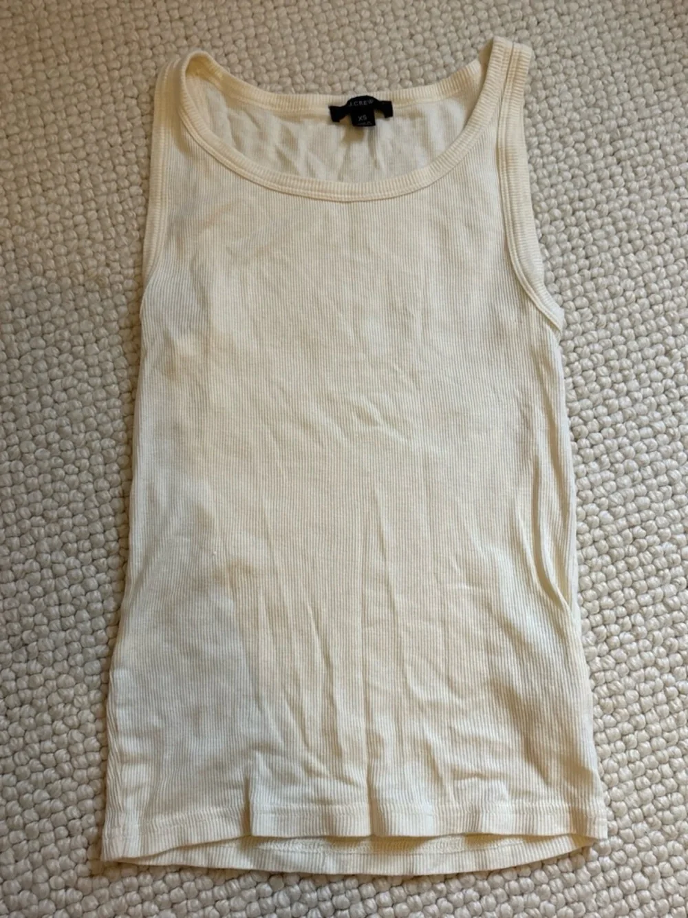 J. Crew Cream Ribbed Scoop Neck Tank